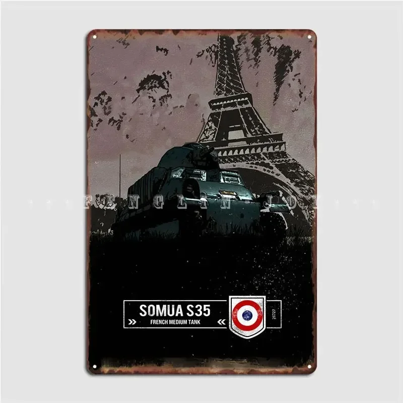 Somua S35 علامة معدنية حانة تخصيص لوحات المطبخ تين تسجيل ملصق