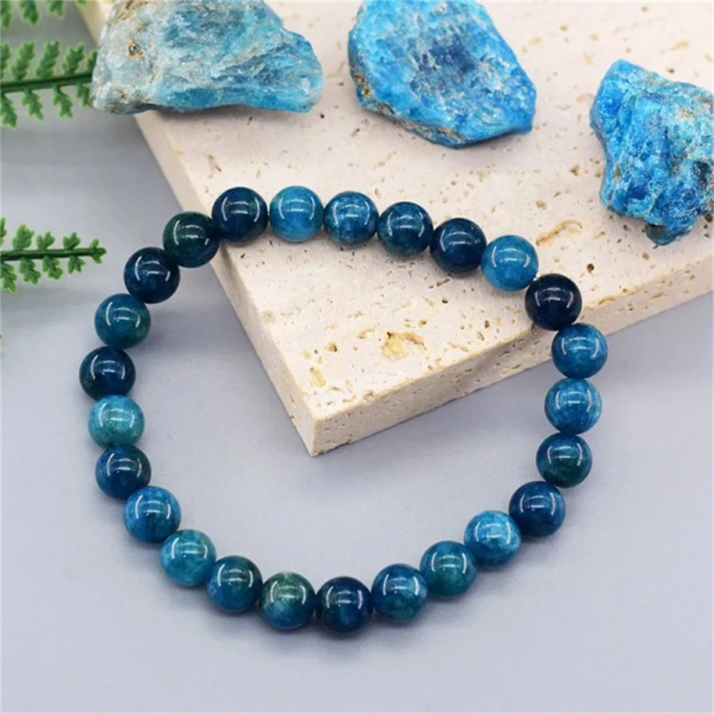 Trendy Blue Apatite Handmade Beaded Stone Bracelet For Women Men Gemstone Bracelets Boss Day Scene Employee Appreciation Gifts