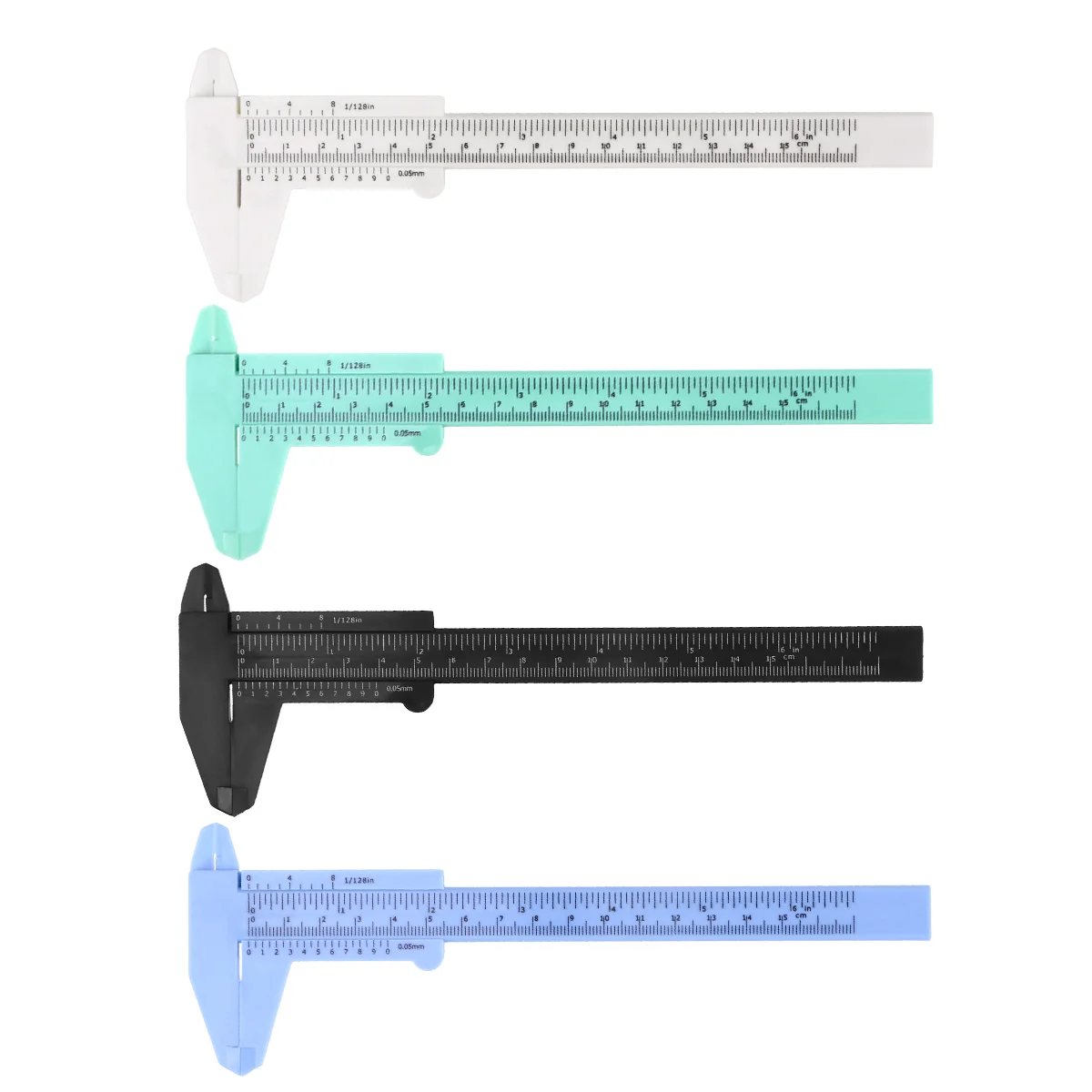 4 Pcs 150mm 05mm Mini Caliper Metric Plastic Portable Sliding Pocket Caliper Ruler Measuring Tool