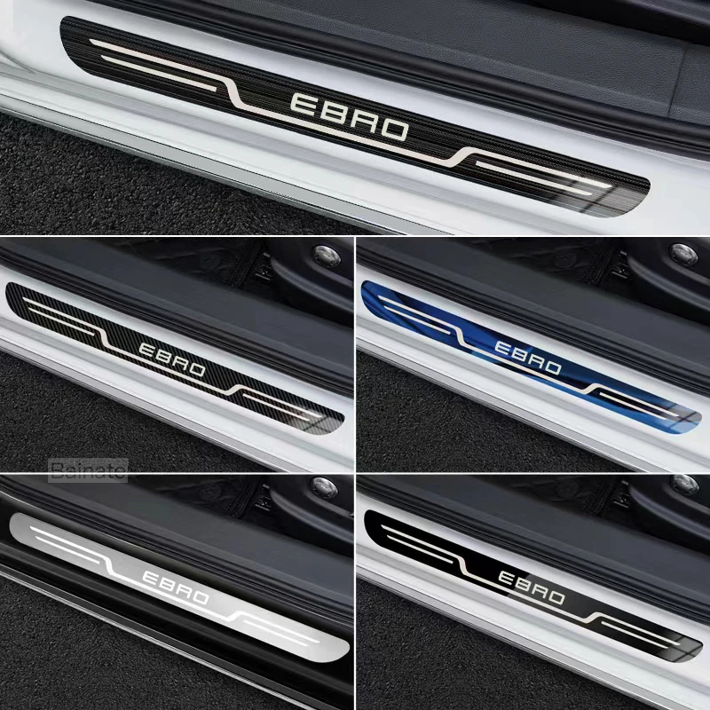 Car Stainless Steel Door Sill Scuff Plate For EBRO S400 EBRO S700 EBRO S800 2025 2026, Carbon Fiber Threshold Protective Sticker