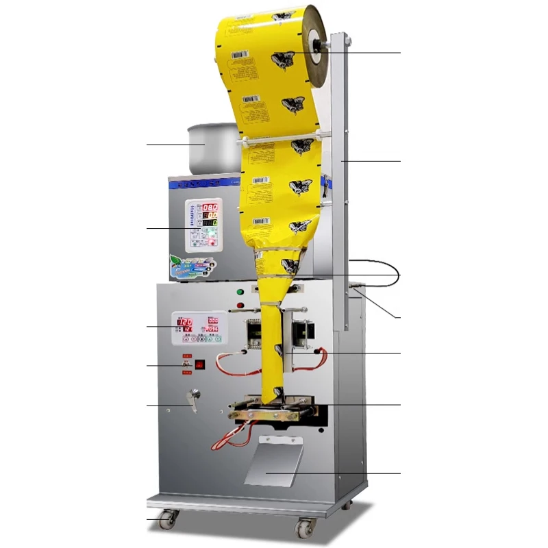 Customized Fully Automatic Back Sealing Granule Powder Dried Fruit Tea Herbs Grains Quantitative Bagged Tea Package Machine