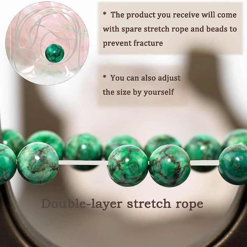 Natural Gemstone Bracelet 8mm Round Beads Healing Green Magnesite Turquoise For Women Men Party Fashion Jewelry Christmas Gifts