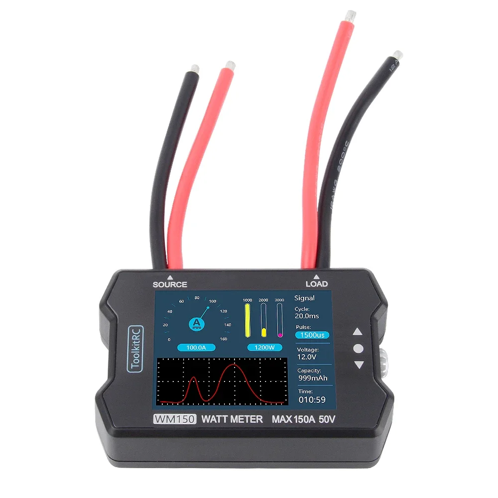 ToolkitRC WM150 150A 50V Watt Meter Power Analyzer LCD Display Voltage Current Tester PWM Output for RC FPV Drone