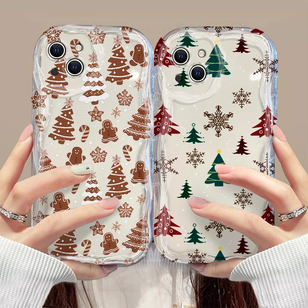 Casing Ponsel Pola Pohon Natal Mewah untuk Motorola Moto E14 G24 G75 G35 R13 G54 G34 G84 G53 G52 E22 Edge 50 Pro Ultra 4G 5G