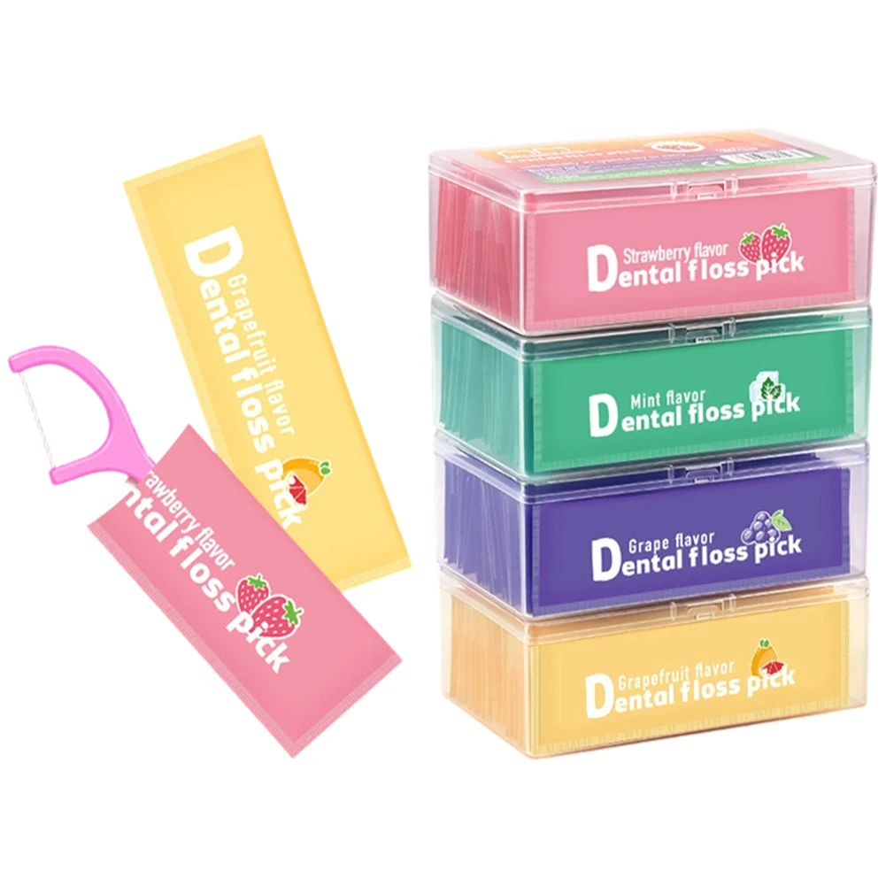 Portable Single Pack Fruit Scent Dental Floss Pick Set for Adults Kids Travel Daily Oral Hygiene