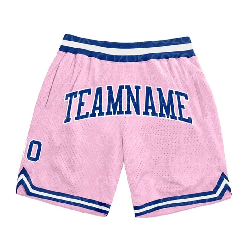 Custom Light Pink Authentic Basketball Shorts 3D Printed Men Shorts Name Mumber Quick Drying Beach Shorts