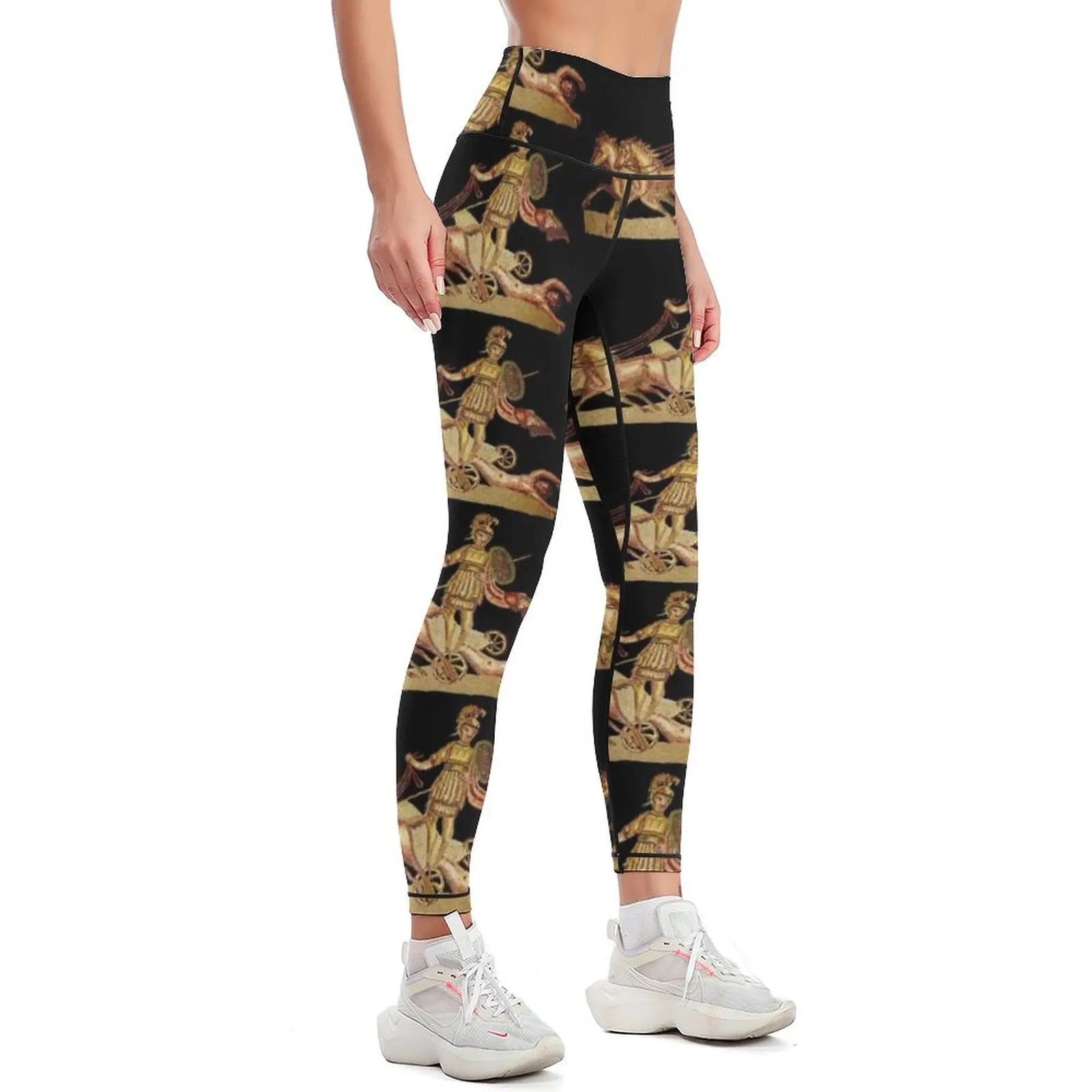 Achilles drags Hector’s body mosaic (on black) Leggings sport set legging pants raises butt Womens Leggings