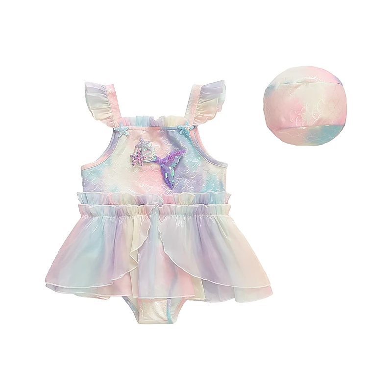 

Baby Girls Swimsuit Size 2-11Y Little Girl One-Piece Quick Dry Swimwear Princess Bathing Suit Little Girls Swimming Wear Bikini