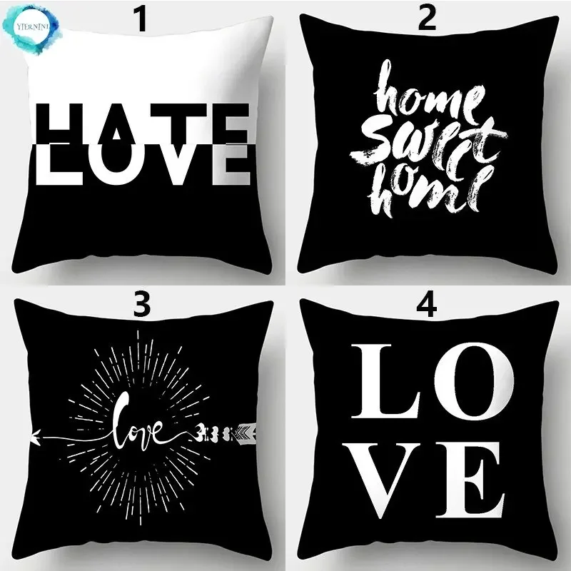 45x45cm Black and white pattern cushion cover single-sided printing home life decoration pillowcase pillow covers decorative