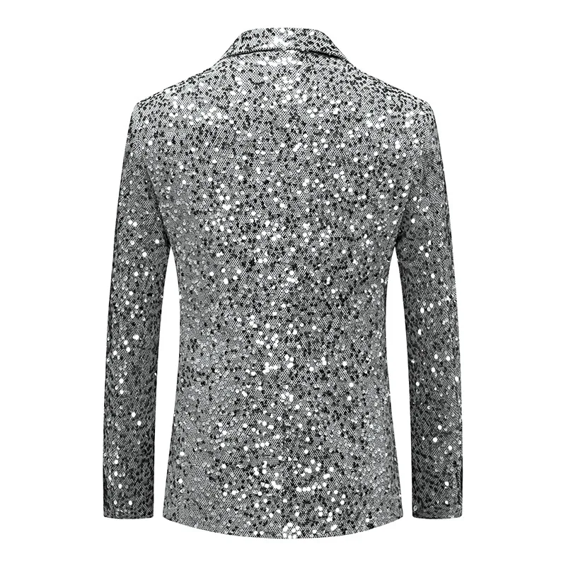 Y672738 Slim casual men\'s stage personality performance host emcee sequin solid color groom suit jacket