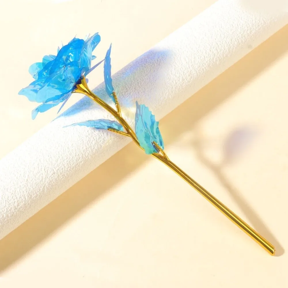 Colorful Gold Foil Rose Flower Handcrafted Photography Props Artificial Crystal Flower Gifts Fade Resistant Wedding Fake Flower