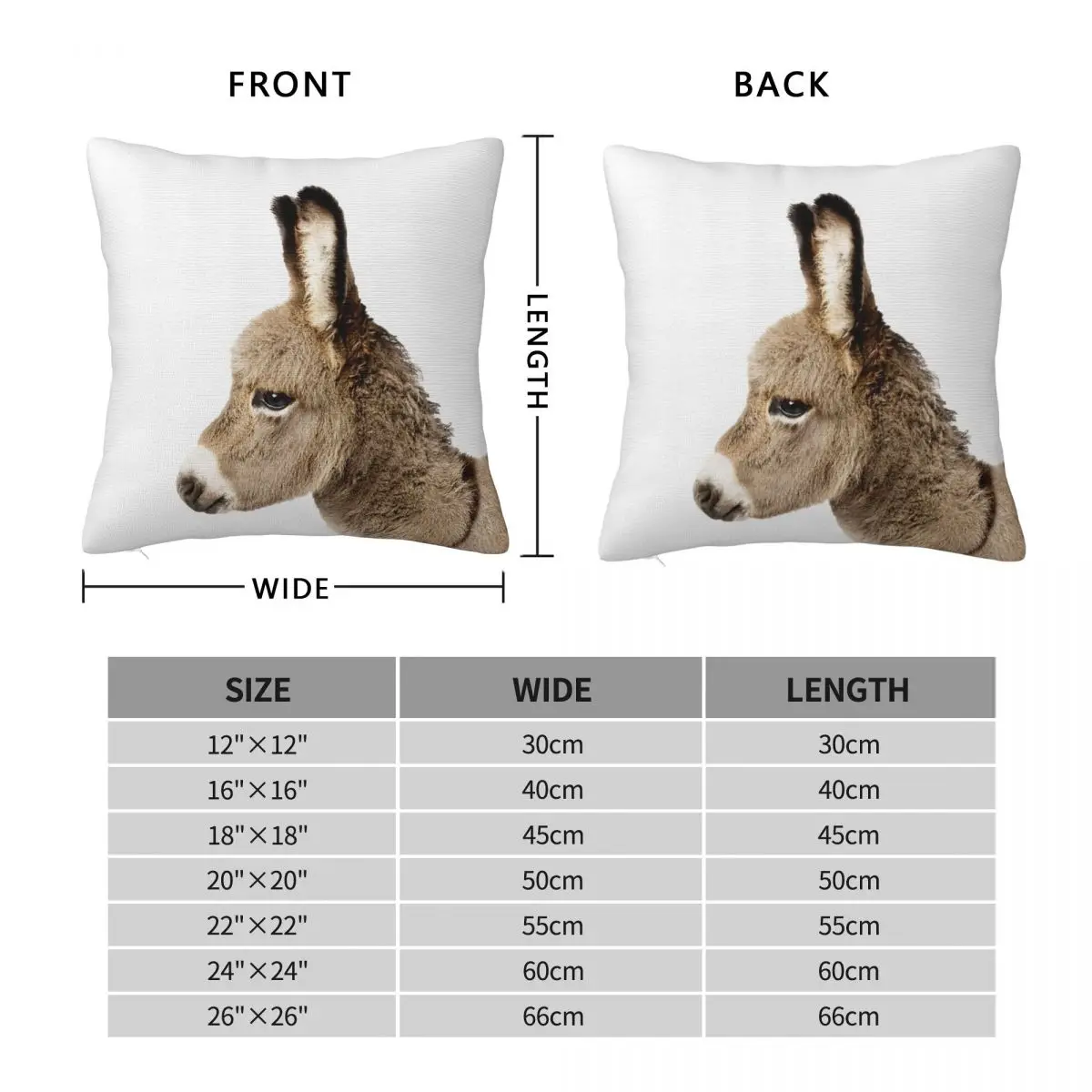 Donkey Nursery Animal Kids Pillowcase Polyester Linen Velvet Pattern Zip Decor Sofa Cushion Case