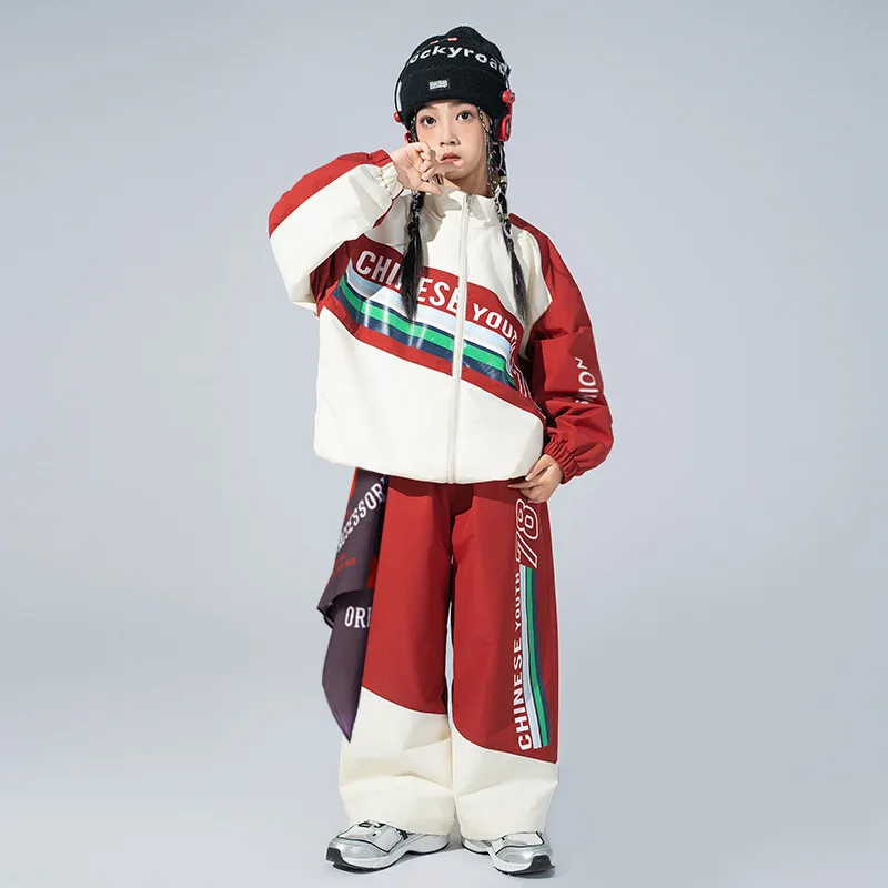 Street Dance เสื้อผ้าเด็ก hip-hop ระเบิด Street เสื้อผ้าเด็กชุดสีแดงโรงเรียนประถมศึกษากีฬาการประชุมเปิด c