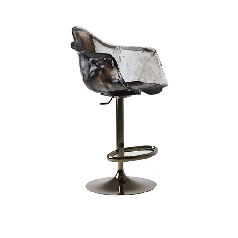 

Light luxury petal bar chair transparent resin restaurant home high-end design art can be lifted and lowered