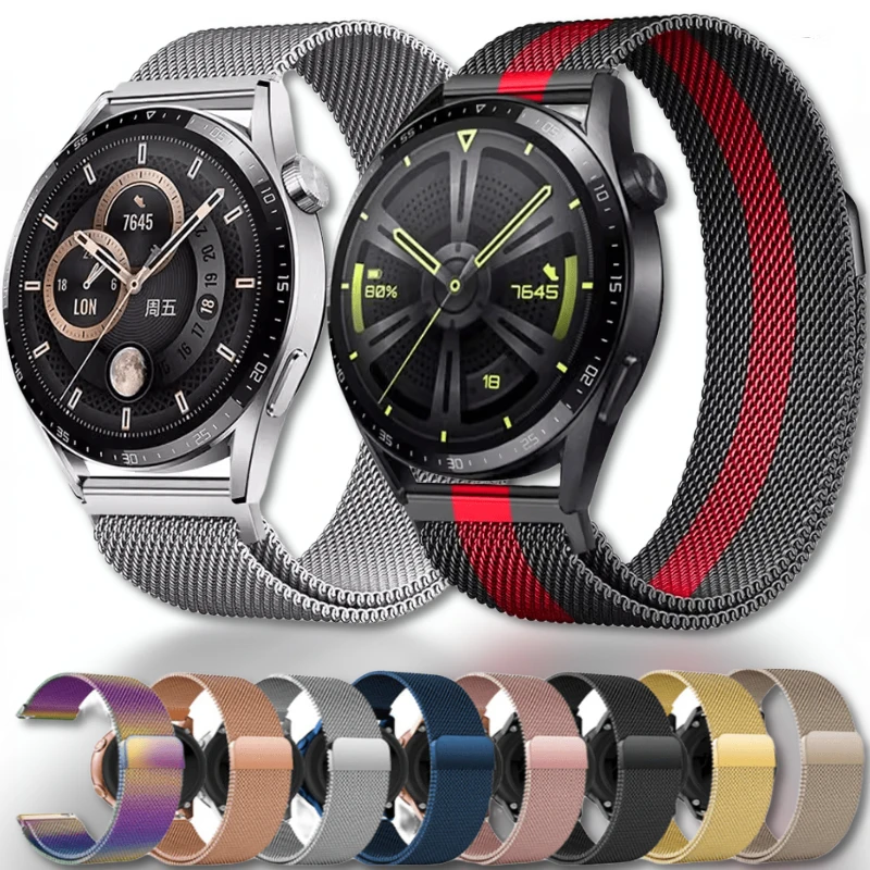 

22mm 20mm Metal strap For Huawei watch GT2/3 pro/4 Samsung Galaxy watch 3 4 5 Milanese Breathable Sports Band For Amazfit GTR