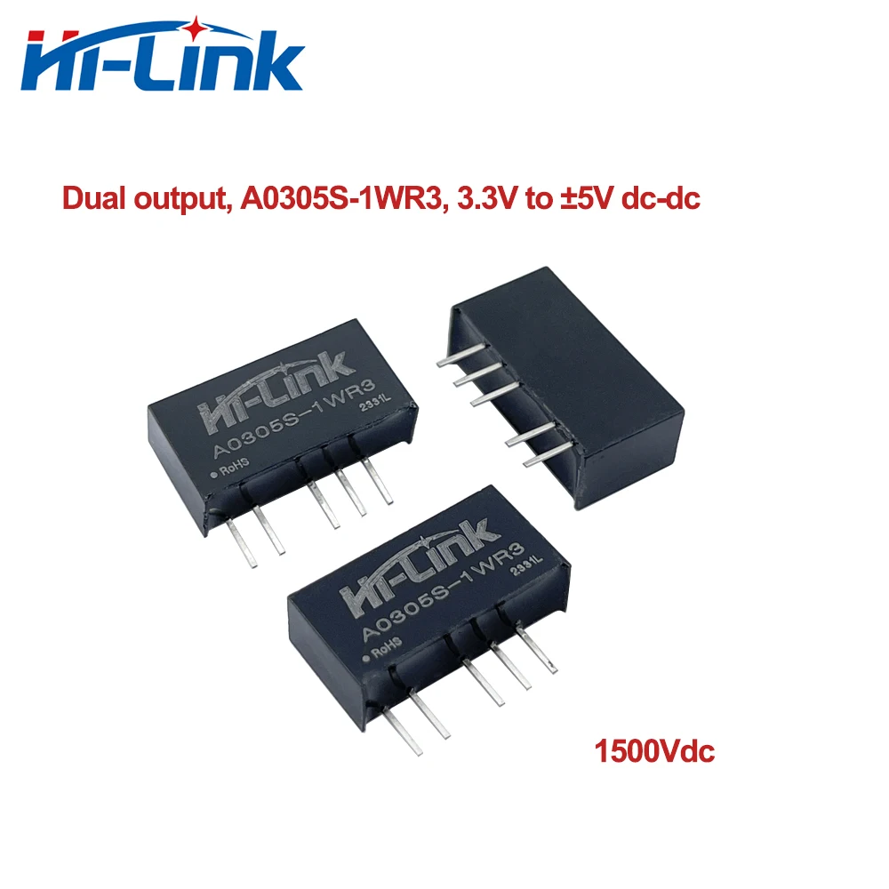 Hi-Link Dual Output 1W 3.3V to ±3.3V/5V/9V/12V/15V/24V A0303S-1WR3 A0305S-1WR3 A0312S-1WR3 DC DC Power Supply Module