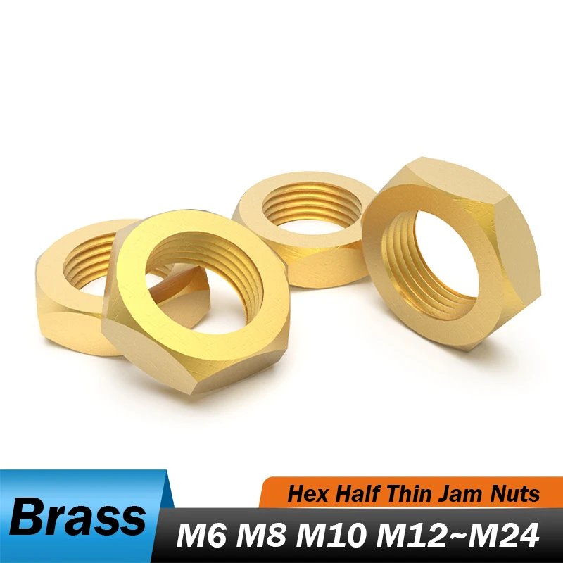 1/2/3/5/10pcs Brass Hex Half Thin Jam Nuts M6 M8 M10 M12 M14 M16 M18 M20 M24 Low Profile Nut Thickne 3/4/5/6/7/7.5/8/9/10mm