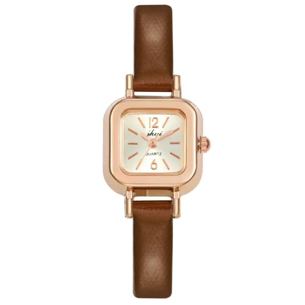 

New Square Dial Quartz Watch Stainless Steel Leather Strap Women Watch Simple Ladies Wristwatches Gifts