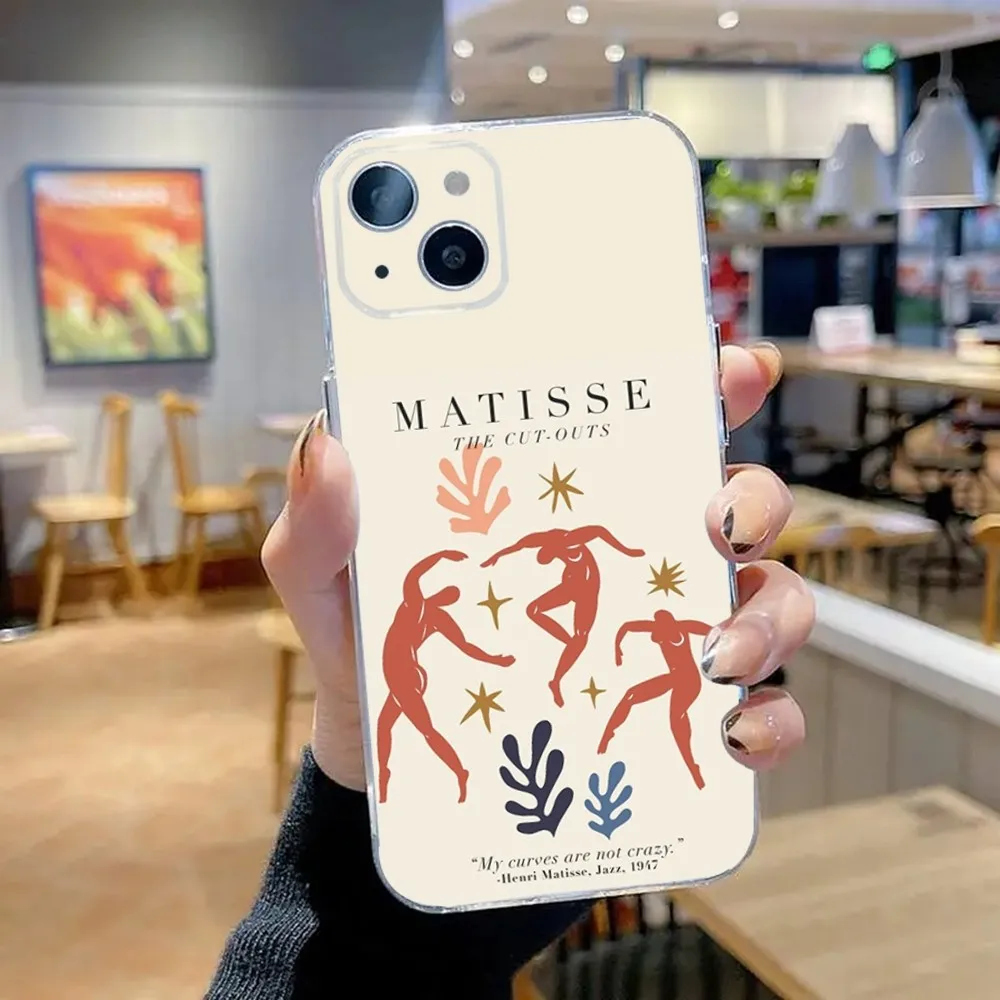 Henri Matisse Pinturas Capa de telefone para iPhone 15,14,13,12,11 Plus,Pro,Max,XR,XS,X,7,8 Plus,SE,Mini Silicone transparente macio