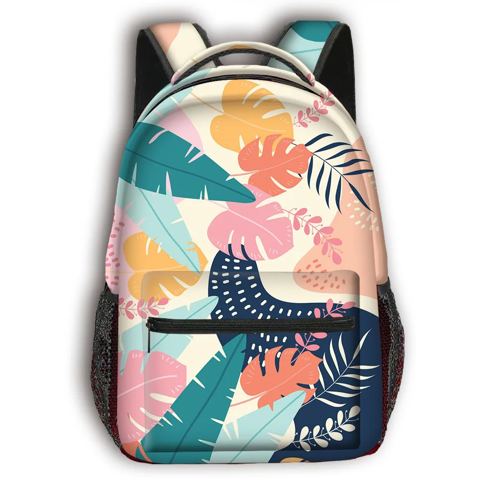 Classic Popular Flowers leaves student Bookbag Notebook Backpacks 3D Printed Oxford Waterproof Boys/Girls Travel Backpacks