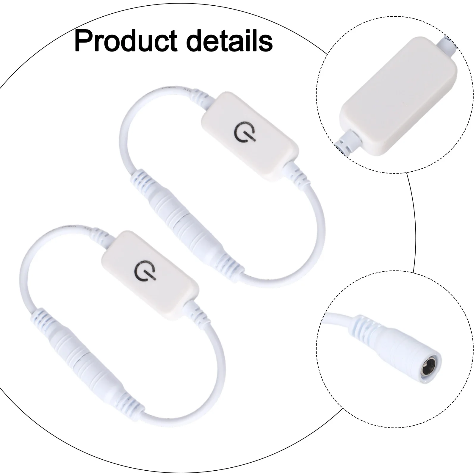 Capacitive Touch Dimmer for LED Light Strips 2pcs Inline Switch with Adjustable Brightness for DC 12V 24V Systems