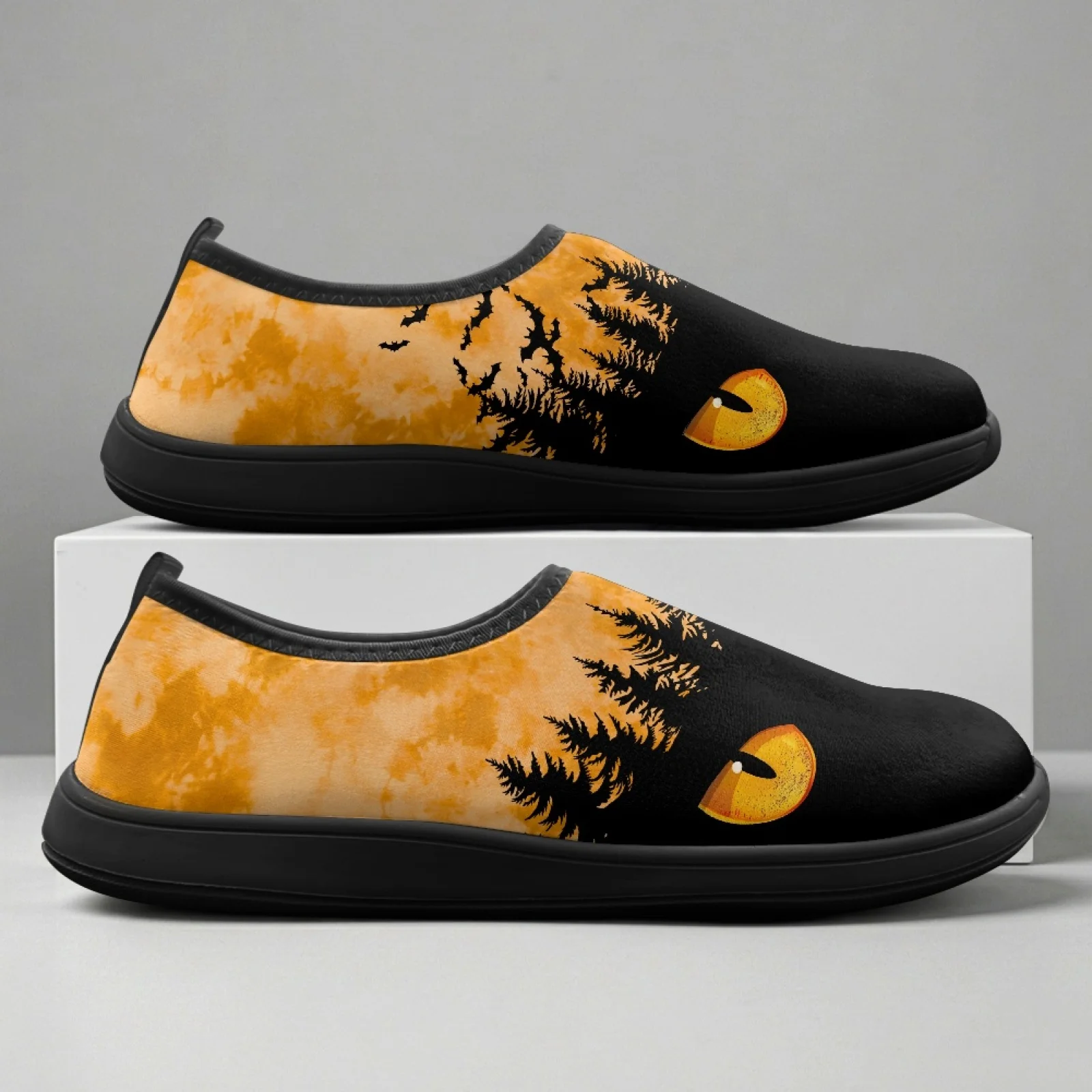 PENSTROLL Halloween Barefoot Minimalist Shoes Featuring Monster Eye, Non Slip Casual House Shoes for Men Work and Fall Wear