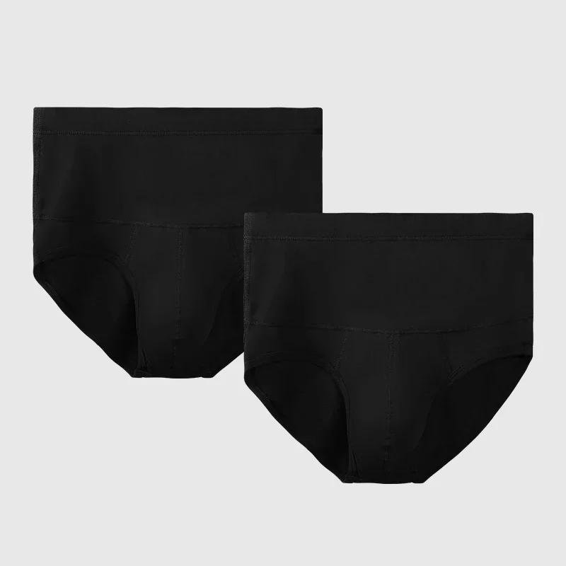 2PCS Men's cotton underwear with high waist, slim fit, waist support, enlarged for warmth, triangular-shaped sports briefs