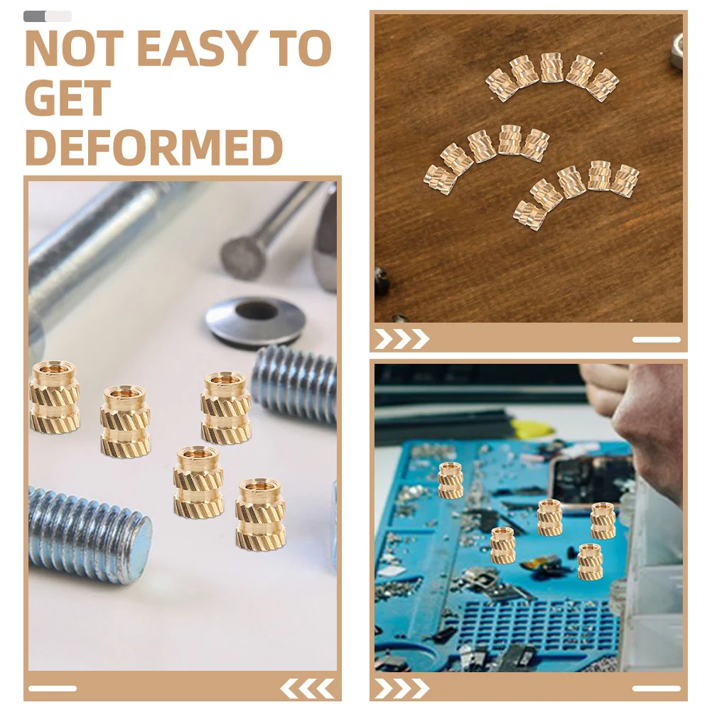 100Pcs Heat Set Copper Threaded Inserts Knurled Nuts for Embedment Plastic Parts 3D Printing Injection Molding Replacement