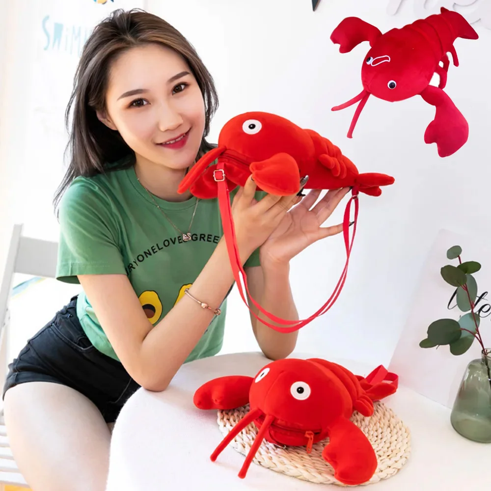 Crayfish Plush Cosplay Backpack School Bags Rucksack for Men Women Halloween Carnival Party Costume Accessories Gifts Xmas