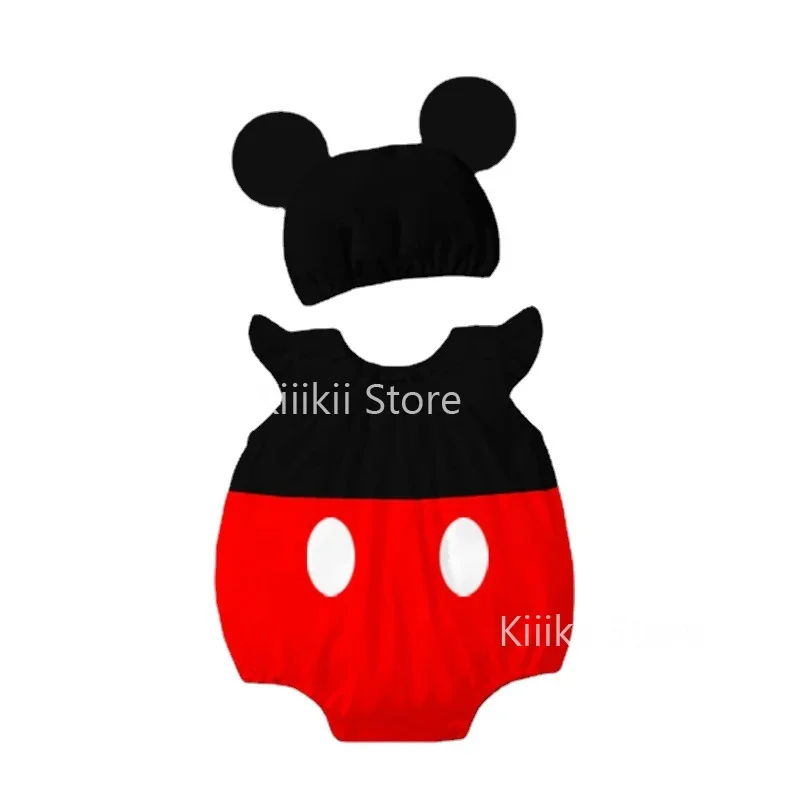 New Disney Cartoon Anime Baby Boy Costume Newborn Minnie Kids Baby Jumpsuit Mickey Stitch Donald Duck Summer Newborn Jumpsuit