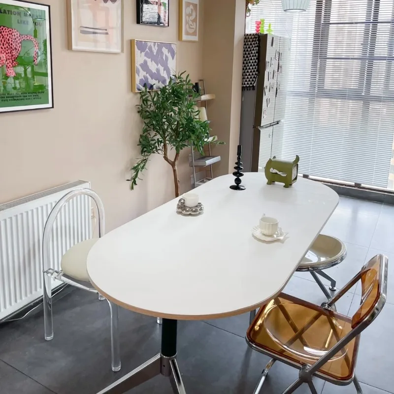 Oval Steel Dining Table Green Simple Coffee Receive Dining Table Northern Europe Office Conjuntos De Salas De Jantar Furnitures - Image 4