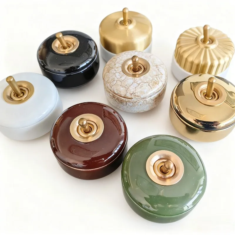 High Quality Brass Ceramic Base Hand Dial Japanese Style Surface Mounted Homestay Round Switch