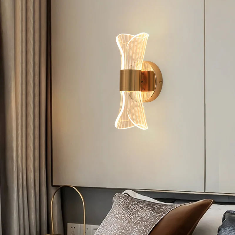 

LED Wall Lights Luxury Gold Nordic Creative Acrylic for Bedroom Bedside Hallway Living Room Balcony Vanity Decoration Wall Lamps