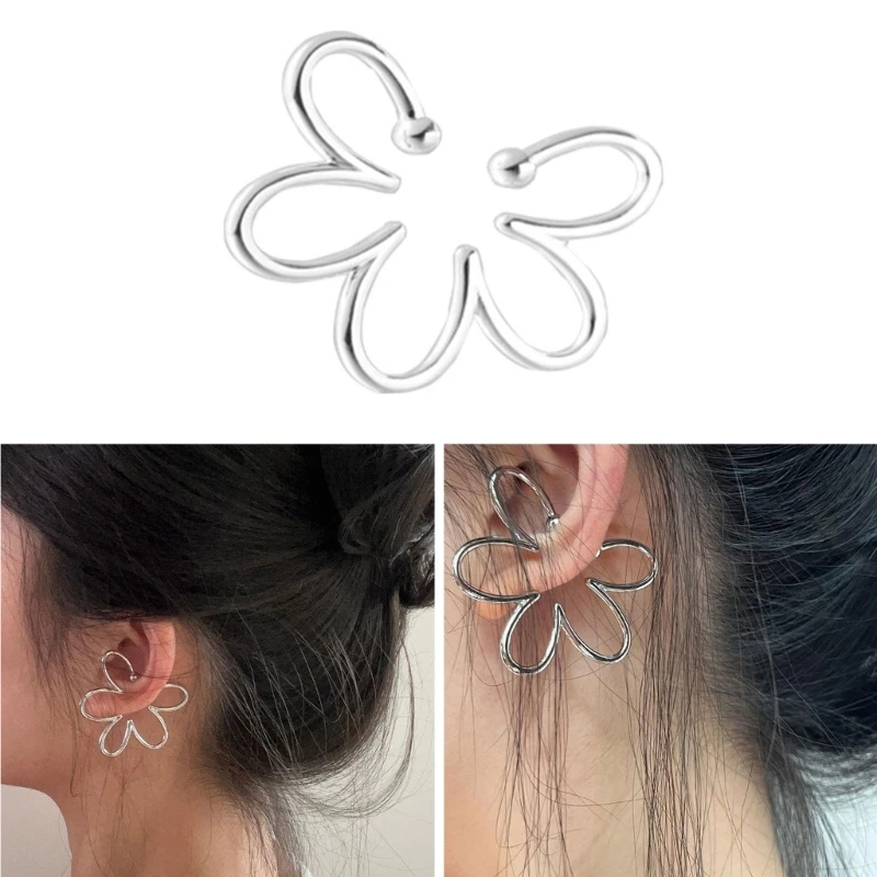 زهرة الأذن الكفة دون ثقب أقراط Clip الإناث بوهو خمر وهمية الغضروف القرط للنساء الرجال مشبك الأذن مجوهرات XXFB #2