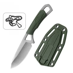 5CR13MOV Steel Fixed Blade Knife Integrated ABS Handle Outdoor Camping Survival Necklace Neck Knives with Kydex Sheath EDC Tools