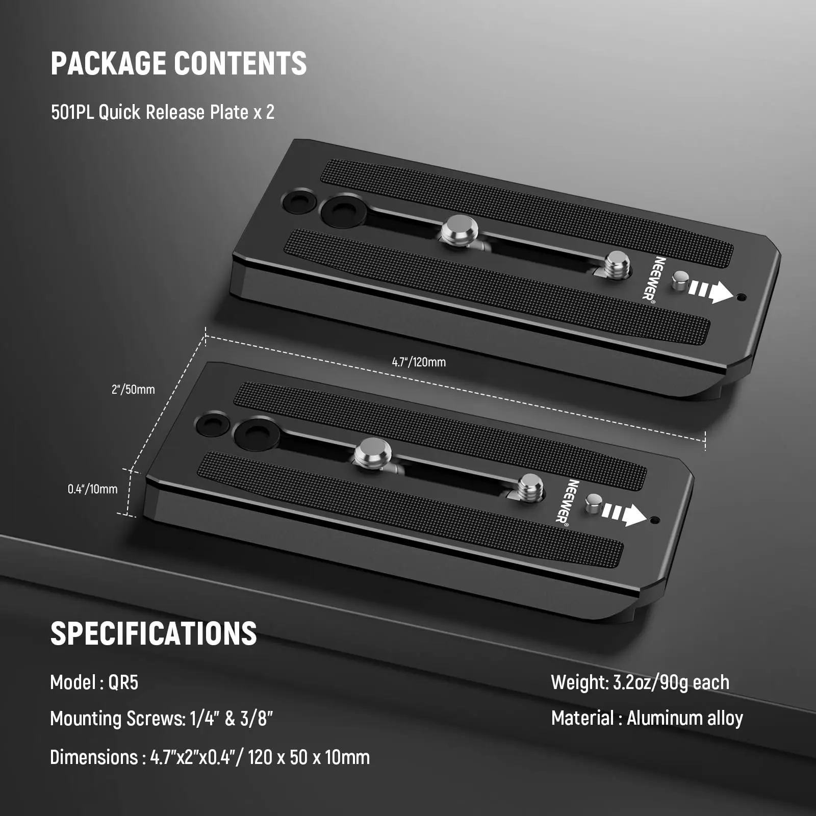 Neewer 501PL ขาตั้งกล้องของเหลวหัว QUICK RELEASE PLATE, แผ่นยึดกล้อง Anti Off Pin สําหรับ GM001 GM002 GM006 ของเหลวหัว