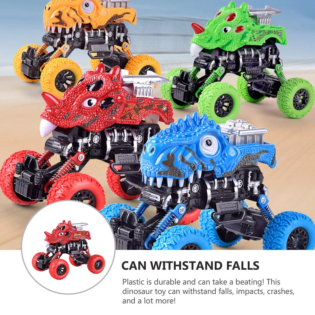 

Dinosaur Car Vehicle Toys Push and Go Four Wheel Drive Pull-back Red Friction Powered