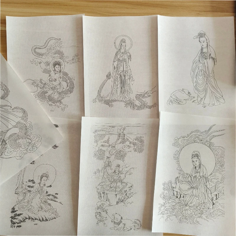 

Meticulous Painting Line Drawing Manuscripts Chinese Traditional Painting Paper Flower Bird Character Animal Line Draft Practice