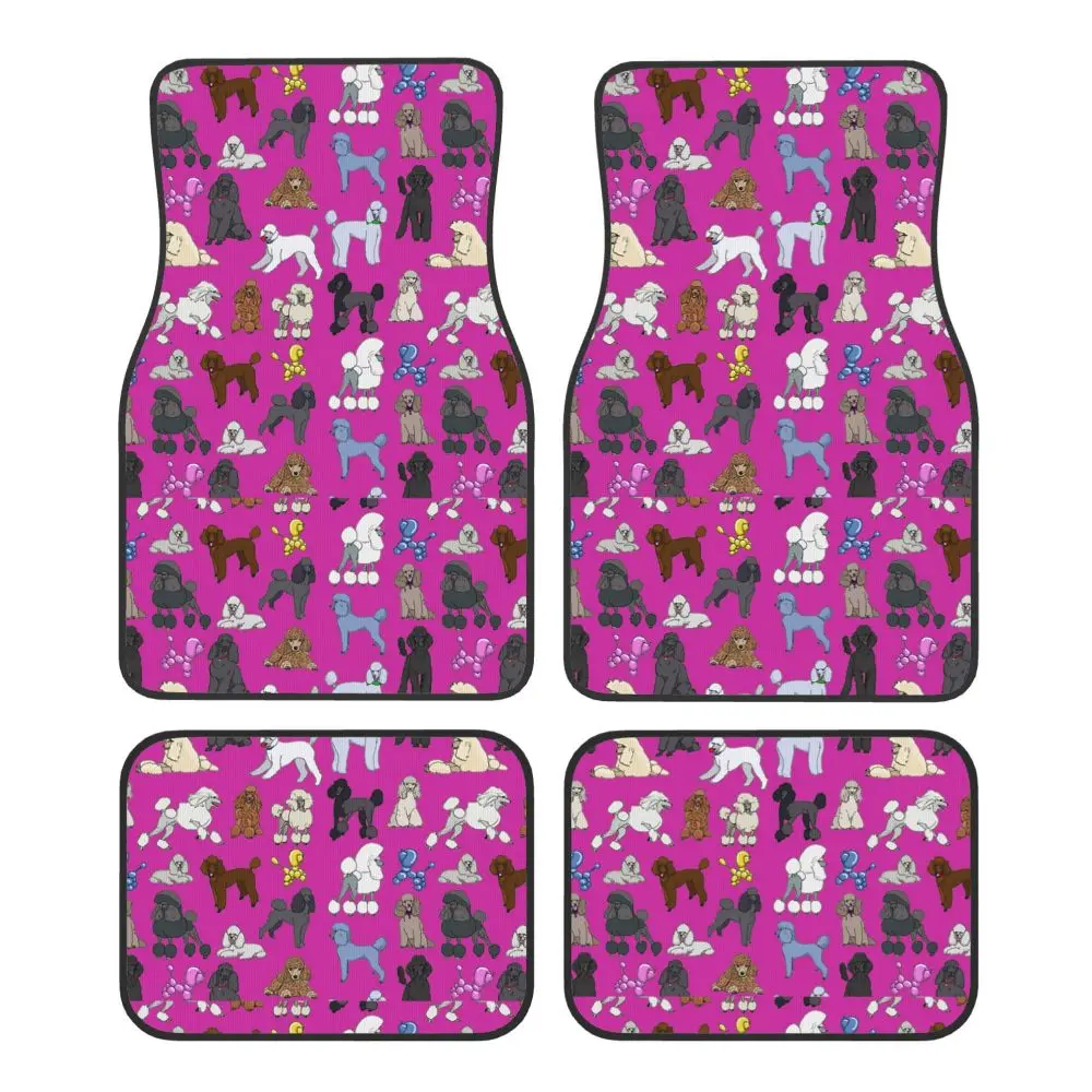 Cartoon Poodle Pink Women's Car Floor Mat 4PCS Universal Model Anti Fouling and Water Absorbing Car Floor Mat Carpet Anti Slip