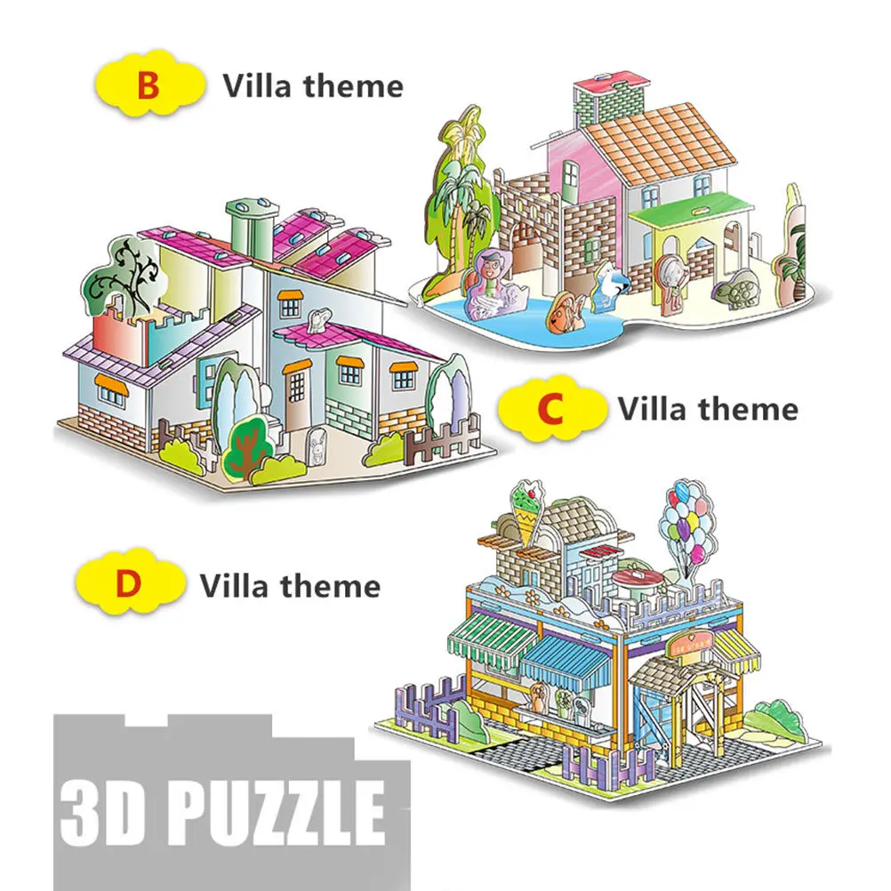 

Набор 3D-пазлов: развивающая головоломка-домик для раскрашивания своими руками, игра для детей, развивающая координацию рук и глаз