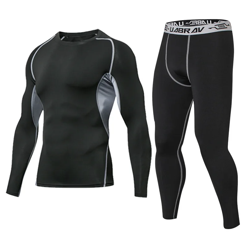 2 Piece Men's Quick-drying Sports Suit Fitness Running Tight Elastic Trousers With Cap Gradient Coat Round Neck Casual T-shirt