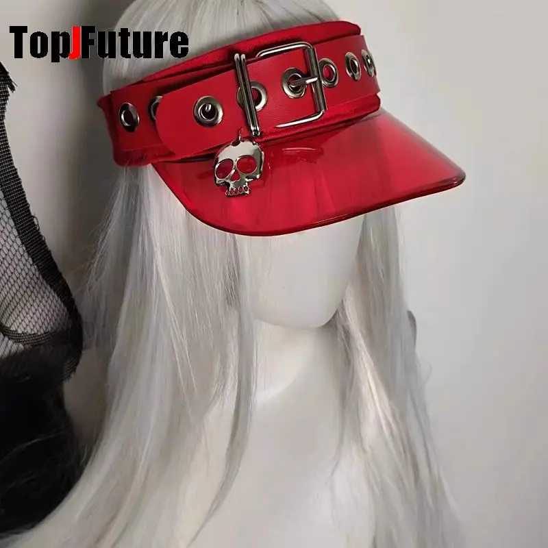 Japanese Women's Harajuku Steampunk Y2K Girl Gothic Lolita Skeleton Punk Jelly Eaves Top Air Cap Sun Hat Summer Cap Baseball Cap