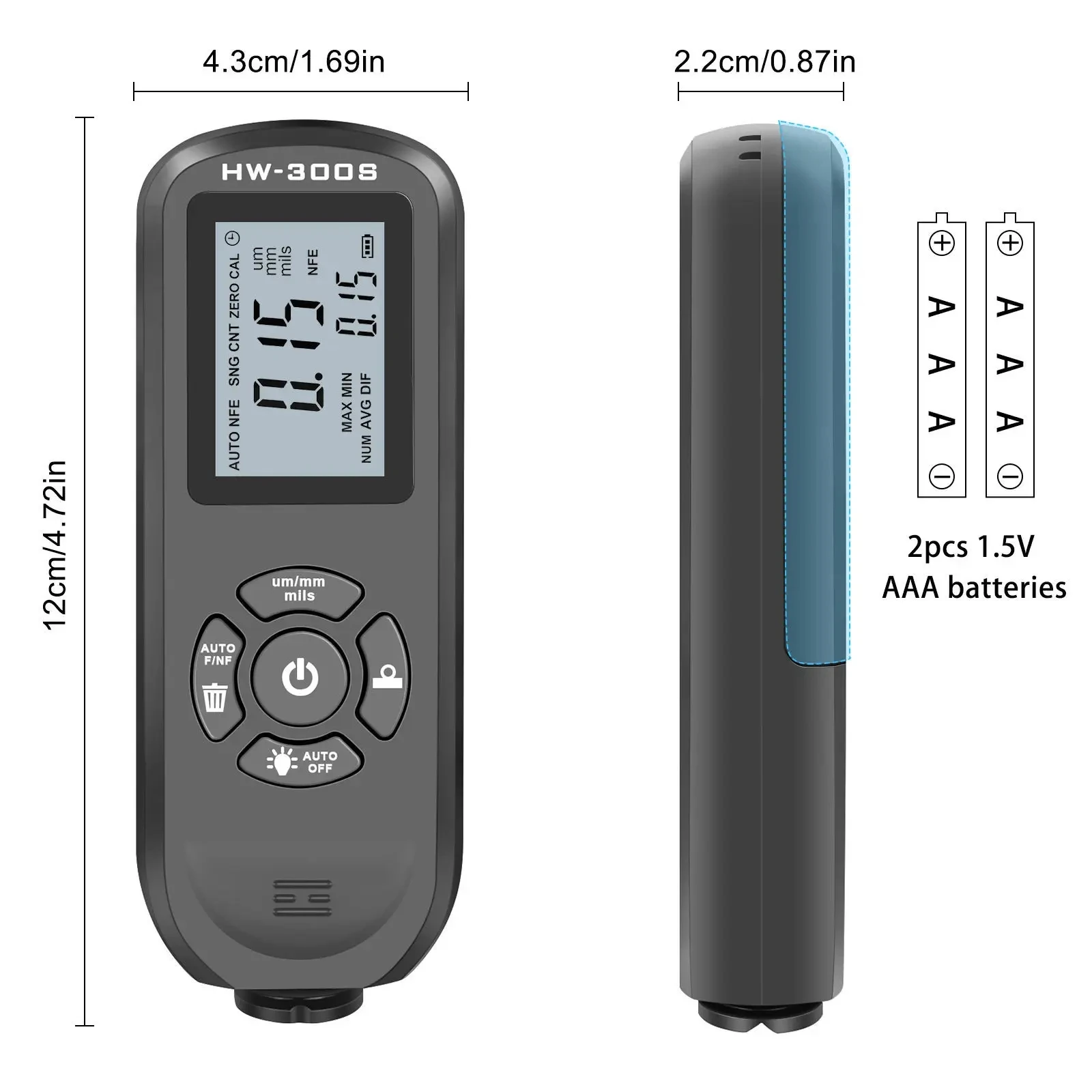 Digital Car Paint Thickness Gauge Auto Detect Coating Thickness Meter LCD Backlight Film Mil Thickness Tester for Car