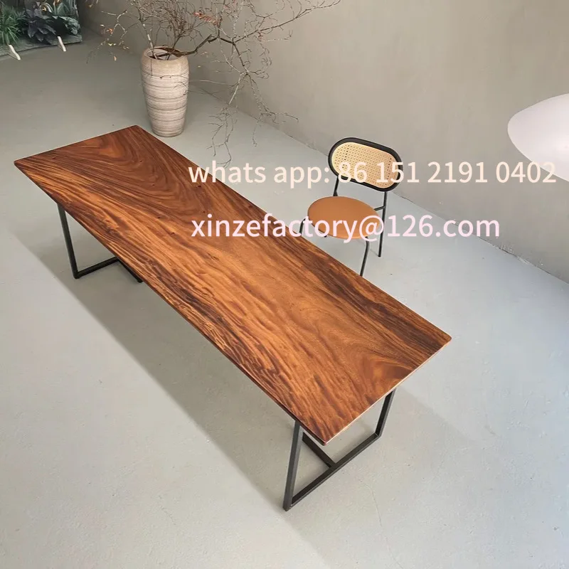 لوح كبير من خشب الجوز الصلب الأمريكي الجنوبي قابل للتخصيص، لوح كامل، طاولة شاي حديثة، طاولة شاي، مكتب مكتب