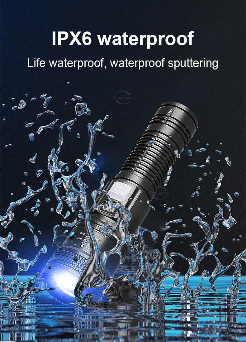 2000000LM Ultra-High Power Flashlight Digital Electronic Display Waterproof Torch Zoom Hand Light Outdoor Camping Lantern