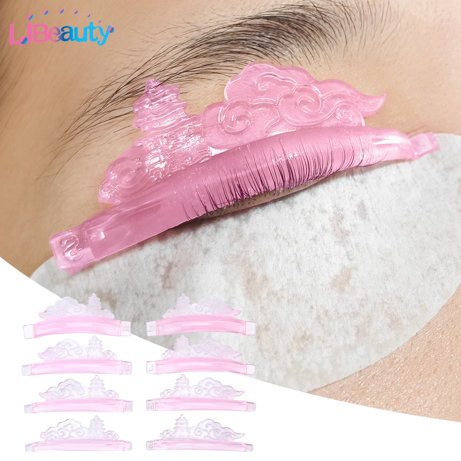 Libeauty Lash Lift Shields, 8 Stück/4 Größen, wiederverwendbare Silikonstäbchen, wiederverwendbare Wimpernlifting-Pads zum Dehnen und Biegen der Wimpern