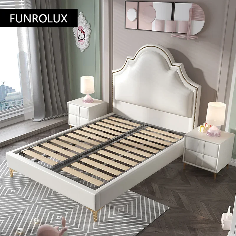 Children's  girls' princess  single  simple modern light luxury leather bed  children's room teenagers 1.5Rice