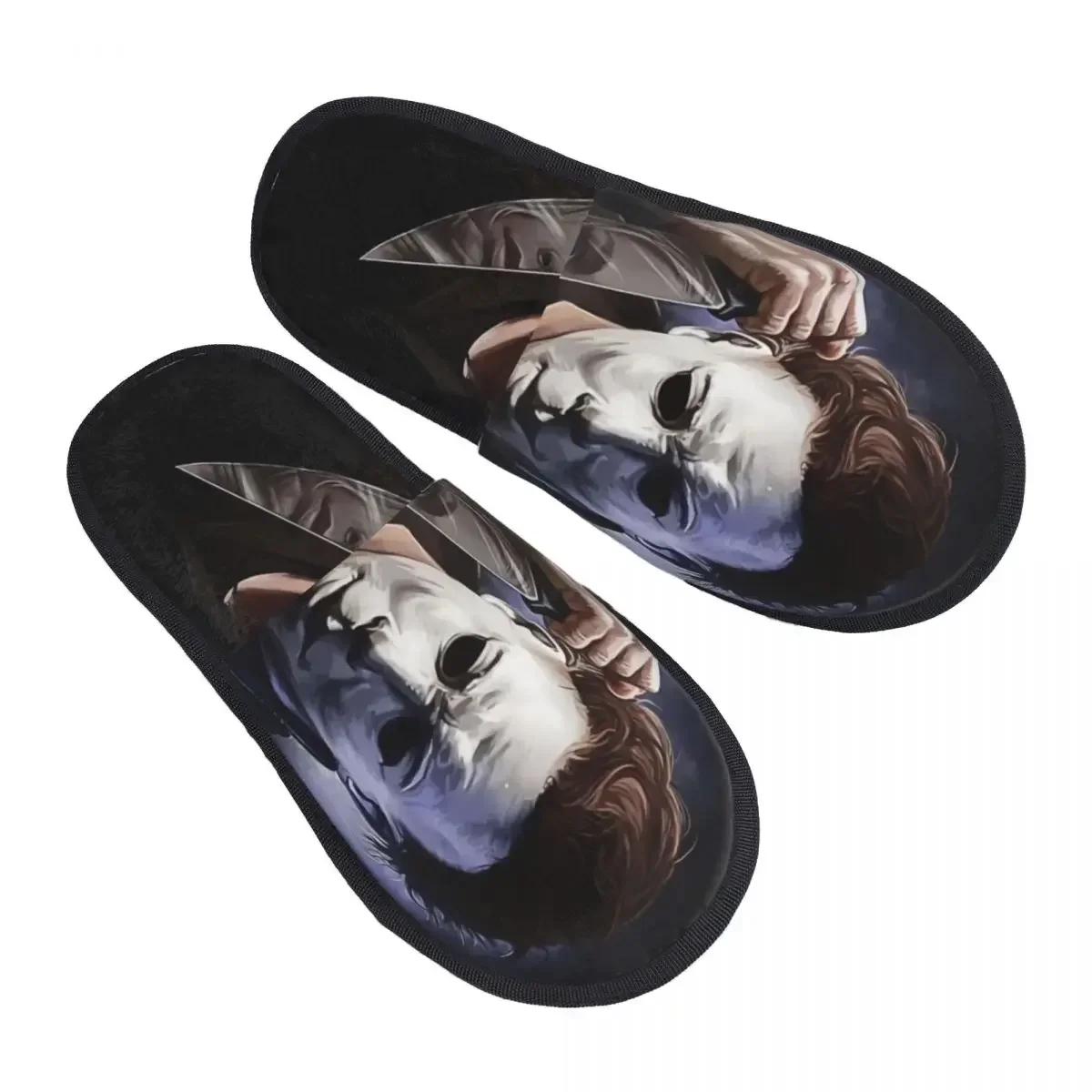 Custom Print Knives House Slippers Cozy Warm Halloween Film Art Memory Foam Fluffy Slipper Indoor Outdoor Shoes