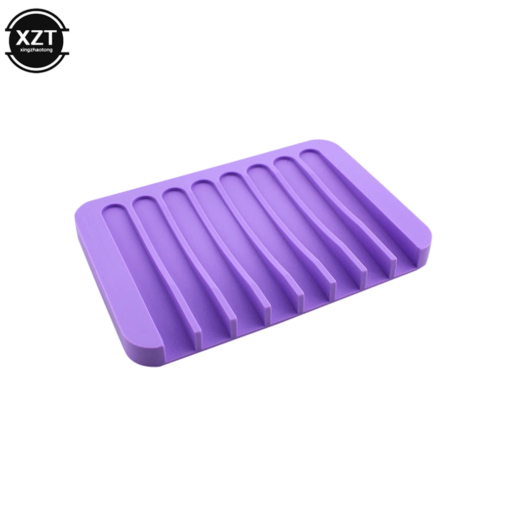 1Pc Bathroom Silicone Flexible Soap Dishes Storage Holder Soapbox Plate Tray Drain Bath Anti-skidding Tools New