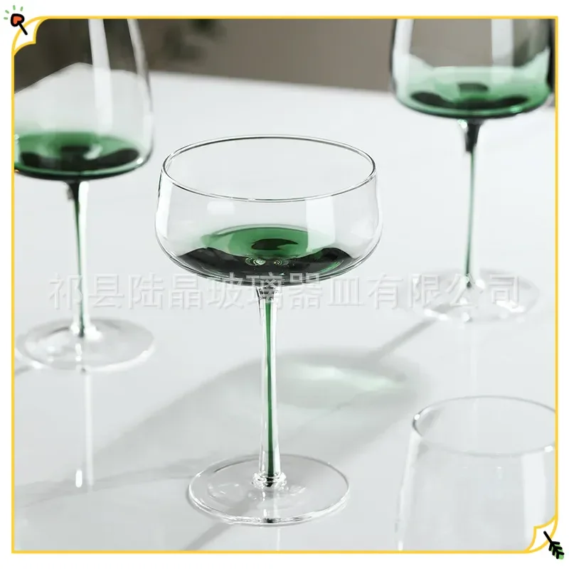 Hand Blown Green Crystal Wine Glasses Green Base Stemmed Champagne Flutes 340Ml 270Ml Wine Set For Home Party Wedding Bar Dining - view 2